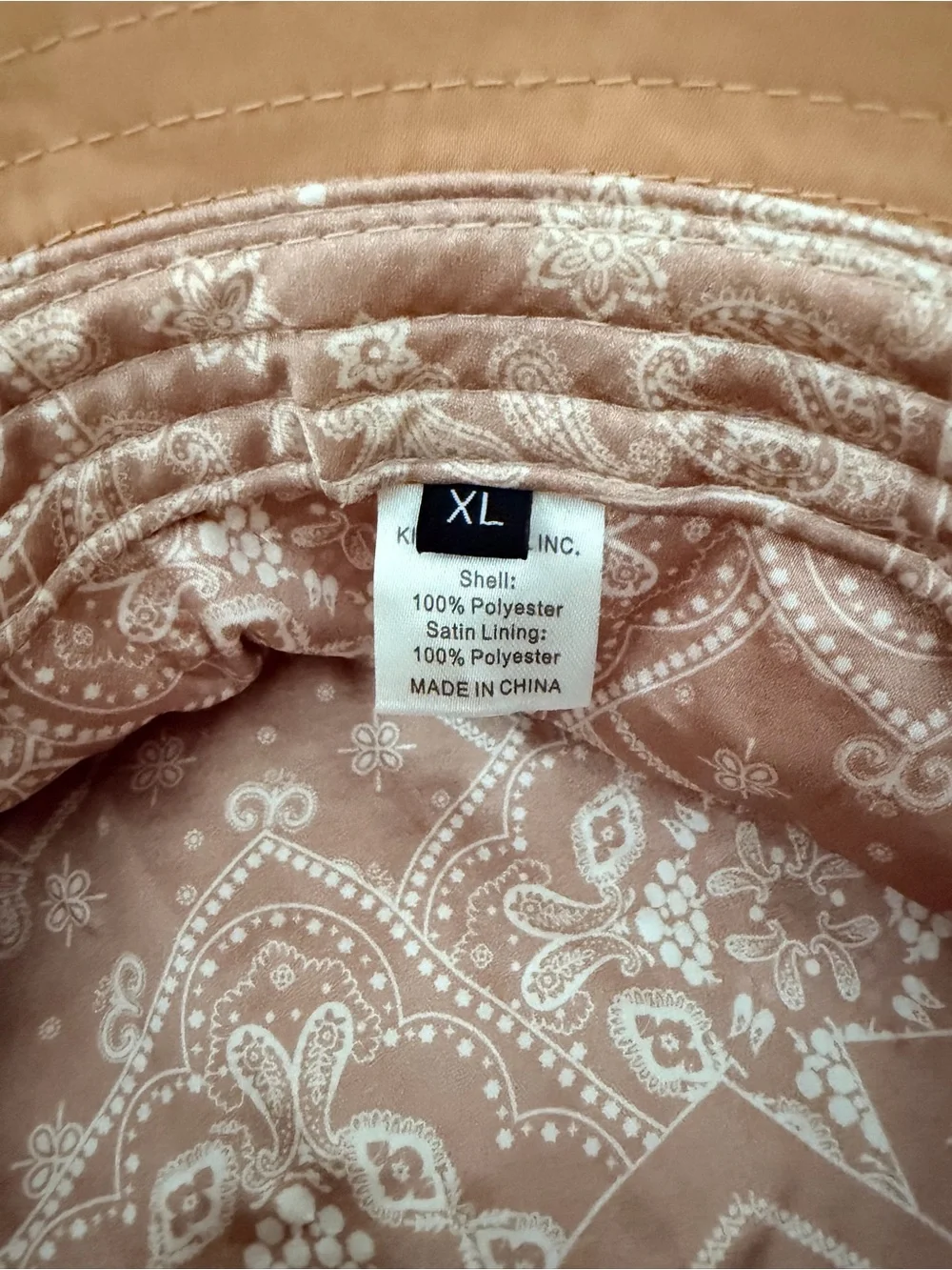 KIN Waterproof Satin Lined Bucket Hat-Tan XL